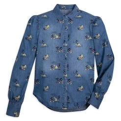 Mickey And Friends Chambray Long Sleeve Shirt For Women By Our Universe