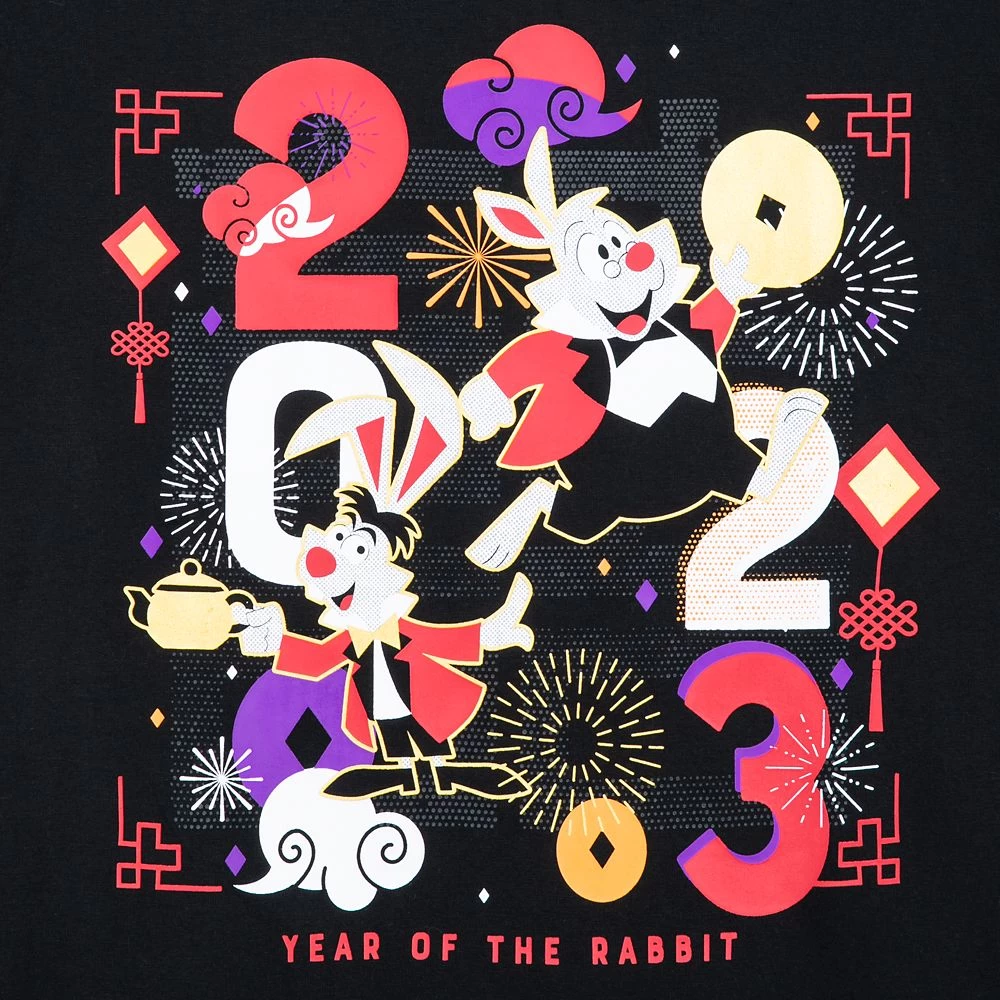 White Rabbit And March Hare T-Shirt For Adults – Year Of The Rabbit Lunar New Year 2023 - Image 3